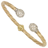 Yellow Gold Hinghed Twisted CZ Torque Bangle 9.5g