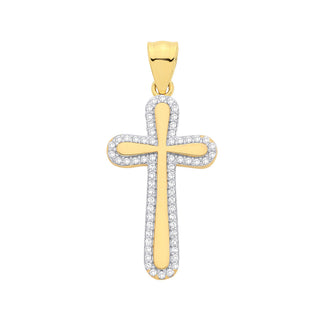 Yellow Gold Hollow CZ Cross