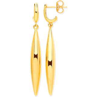 Yellow Gold Hollow Drop Earrings 2.2g