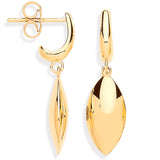 Yellow Gold Hollow Marquise Shape Drop Earrings