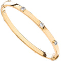 Yellow Gold Hollow Oval Baby CZ Bangle