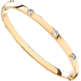 Yellow Gold Hollow Oval Baby CZ Bangle