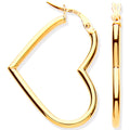 Yellow Gold Hollow Tube Heart Shaped Earrings