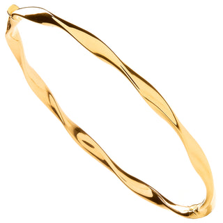 Yellow Gold Hollow Twist Ladies Bangle