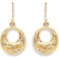 Yellow Gold Hook Drop Heart Earrings