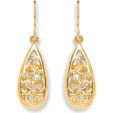 Yellow Gold Hook Oval Drop Earrings