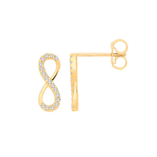 Yellow Gold Infinity CZ Earrings