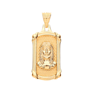Yellow Gold Jesus Dog Tag Pendant