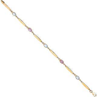 Yellow Gold Ladies Bracelet With Amethyst & Blue Topaz
