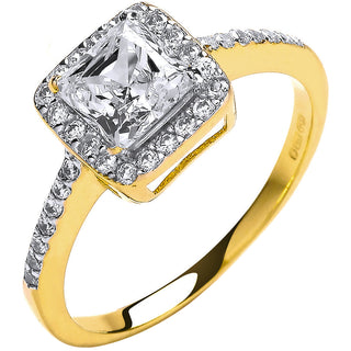 Yellow Gold Ladies Princes Centre CZ Ring