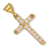 Yellow Gold Large Claw Set CZ Cross