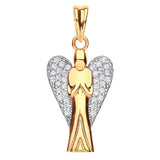 Yellow Gold Large CZ Angel Pendant