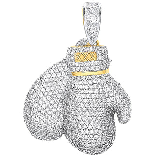 Yellow Gold Large CZ Boxing Gloves Pendant