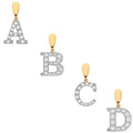 Yellow Gold Large CZ Initial Pendants