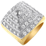 Yellow Gold Large CZ Pyramid Gents Ring