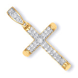 Yellow Gold Large Round Tubed CZ Cross