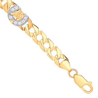 Yellow Gold Lucky Horseshoe CZ Charms Baby Bracelet
