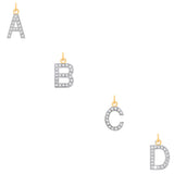 Yellow Gold Medium CZ Initial Pendants