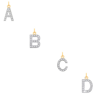 Yellow Gold Medium CZ Initial Pendants