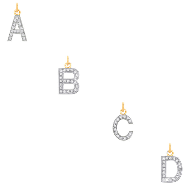 Yellow Gold Medium CZ Initial Pendants