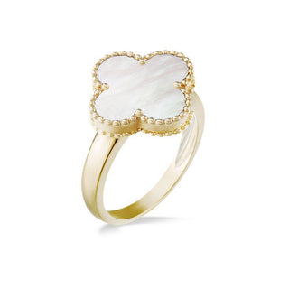 Yellow Gold Mop Clover Ladies Ring K