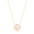 Yellow Gold Mop Four Leaf Clover Pendant Chain 18