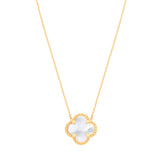 Yellow Gold Mop Four Leaf Clover Pendant Chain 18