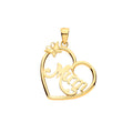 Yellow Gold Mum Heart Butterfly Cut Out Pendant