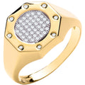 Yellow Gold Octagon Top Fashion CZ Gents Ring