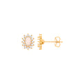 Yellow Gold Opal Oval Stud Earrings