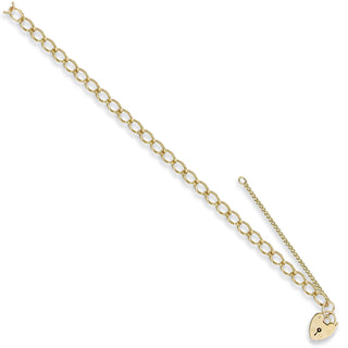 Yellow Gold Open Curb & Padlock Charm Bracelet 7g