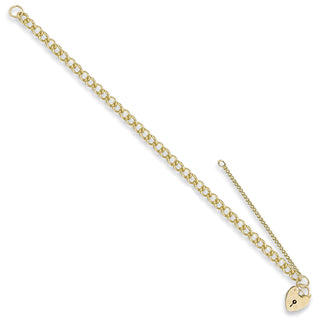 Yellow Gold Open Curb & Padlock Charm Bracelet 9g