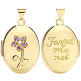 Yellow Gold Oval Double Sided Locket With Purple CZ