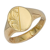 Yellow Gold Oval Engraved Signet Ring 6g