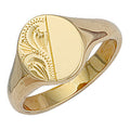 Yellow Gold Oval Engraved Signet Ring 8g