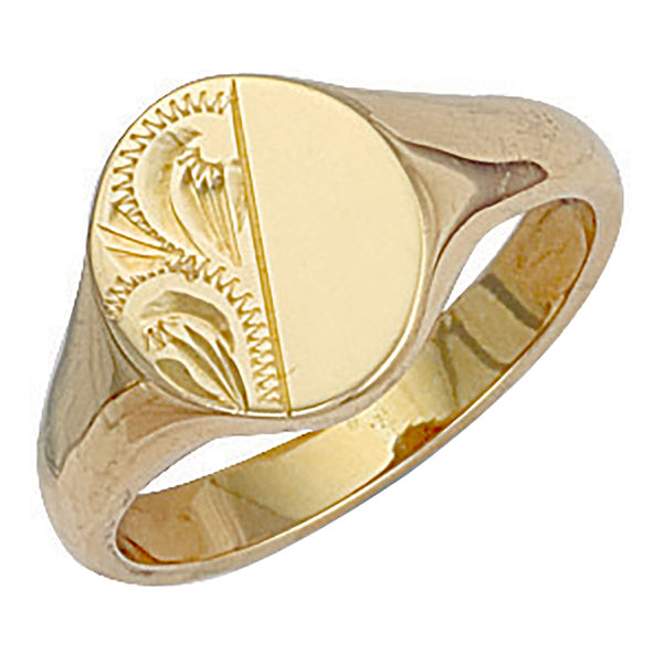 Yellow Gold Oval Engraved Signet Ring M
