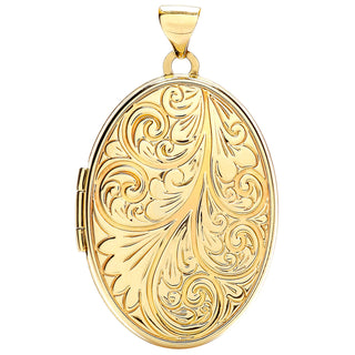 Yellow Gold Oval Locket With Design
