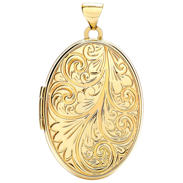 Yellow Gold Oval Locket With Design