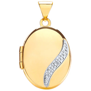 Yellow Gold Oval Locket With Diamond