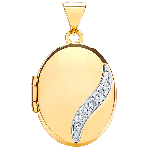 Yellow Gold Oval Locket With Diamond