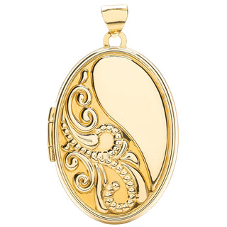 Yellow Gold Oval Locket With Half Design