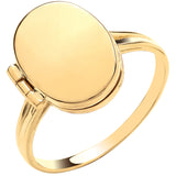 Yellow Gold Oval Plain Locket Ring