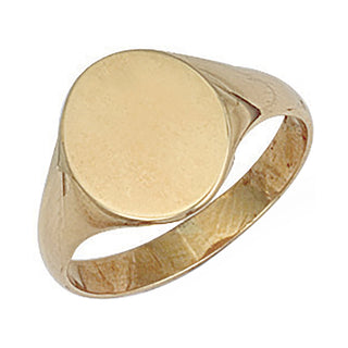 Yellow Gold Oval Plain Top Signet Ring H