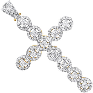 Yellow Gold P/c CZ Halo Style Setting Cross