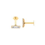 Yellow Gold P/c Trilogy CZ Earrings Cartilage Stud