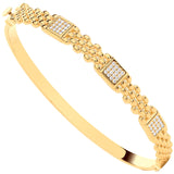 Yellow Gold Panther Link CZ Ladies Bangle