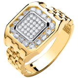 Yellow Gold Panther Link & CZ's Gents Ring