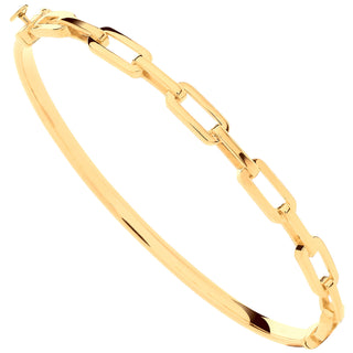 Yellow Gold Paper Clip Ladies Bangle