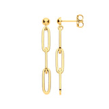 Yellow Gold Paper Clip Plain Drop Earrings