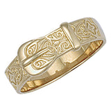 Yellow Gold Patterned Buckle Ring 4g